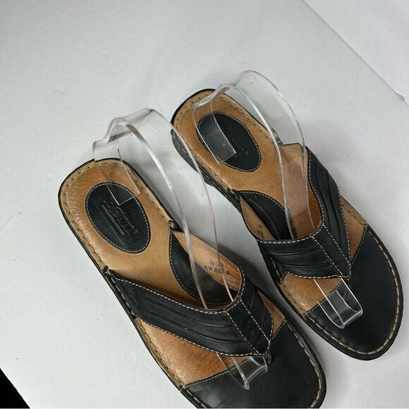 Born Black Leather Strappy Sandals 10 - Picture 5 of 10